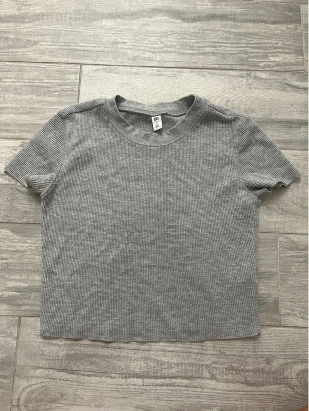 BP Gray Cropped Waffle Knit Tee